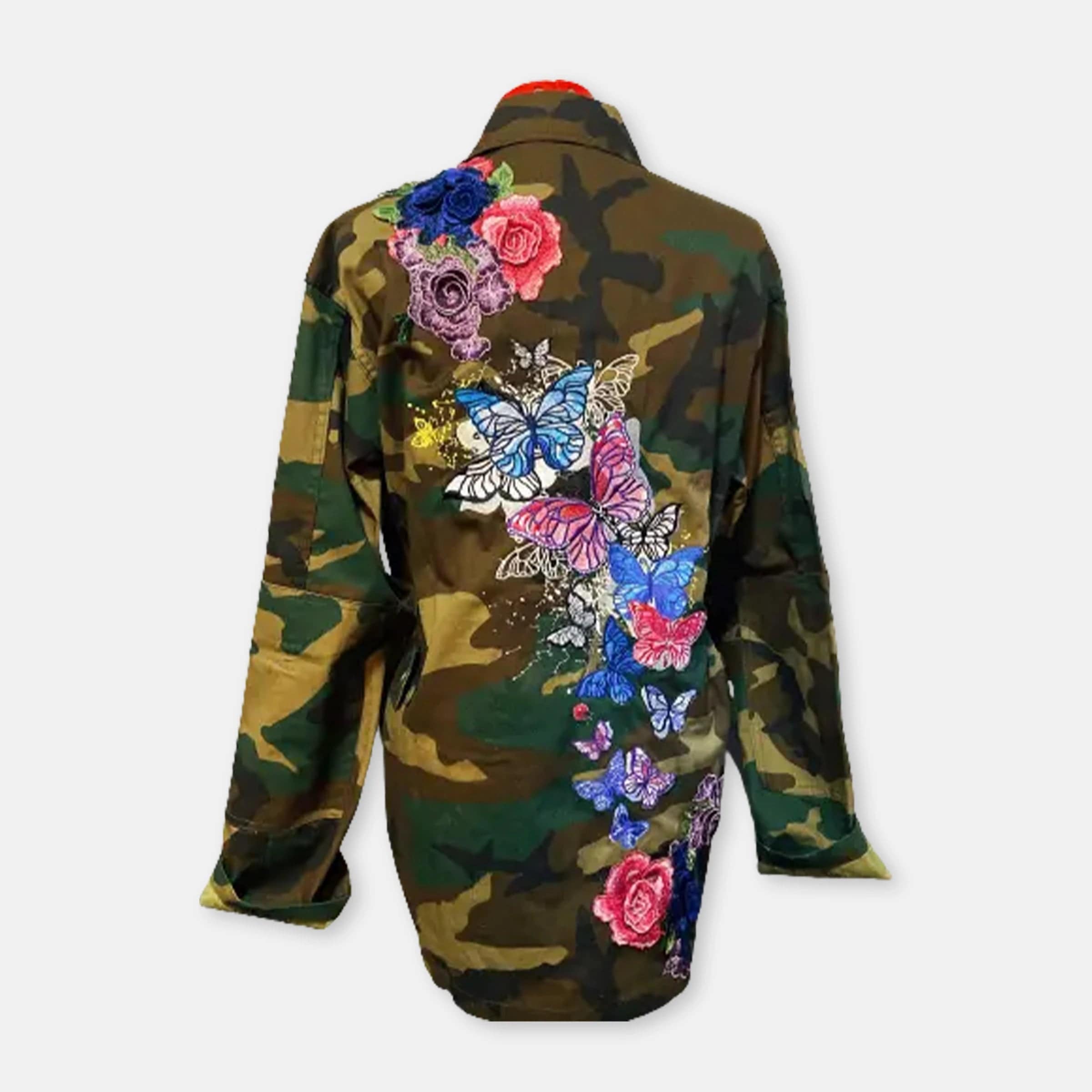 Flying Butterflies | Embroidered Butterfly Camo Jacket | KIC NYC